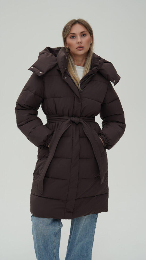 IMG_2928 Пуховик Classic Long колір шоколад